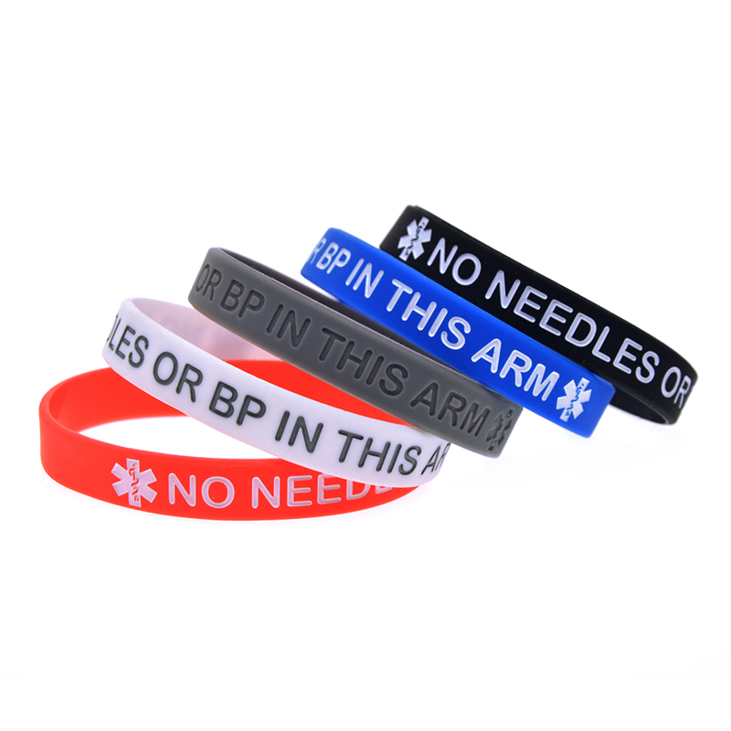1PC/7PCS No Needles Or BP In This Arm Silicone Wristband Men Women Inspirational Bracelet Adult Size 7 Colors