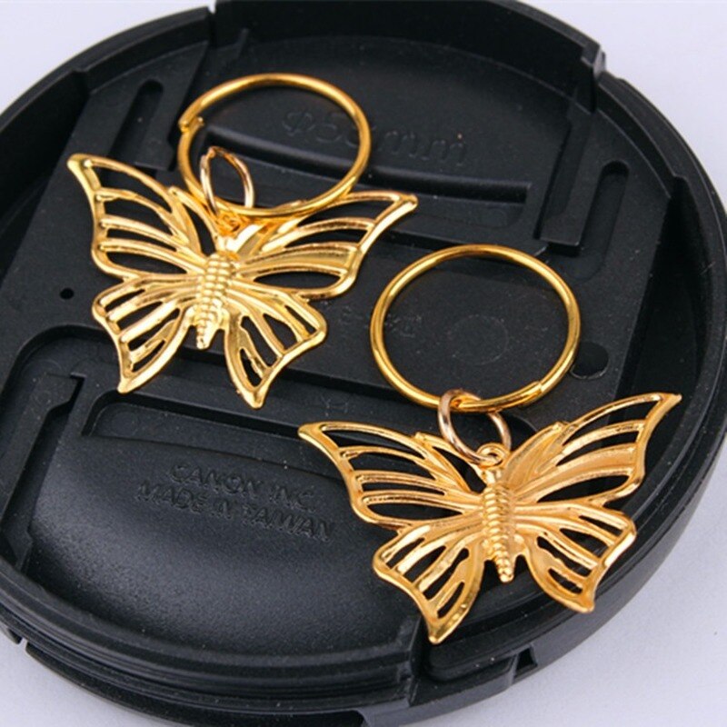 5 uds. De anillos ajustables para el cabello, tubos de mariposa hueca, cuentas de Rastas, trenza de pelo de aleación dorada, Clip para decoración del cabello