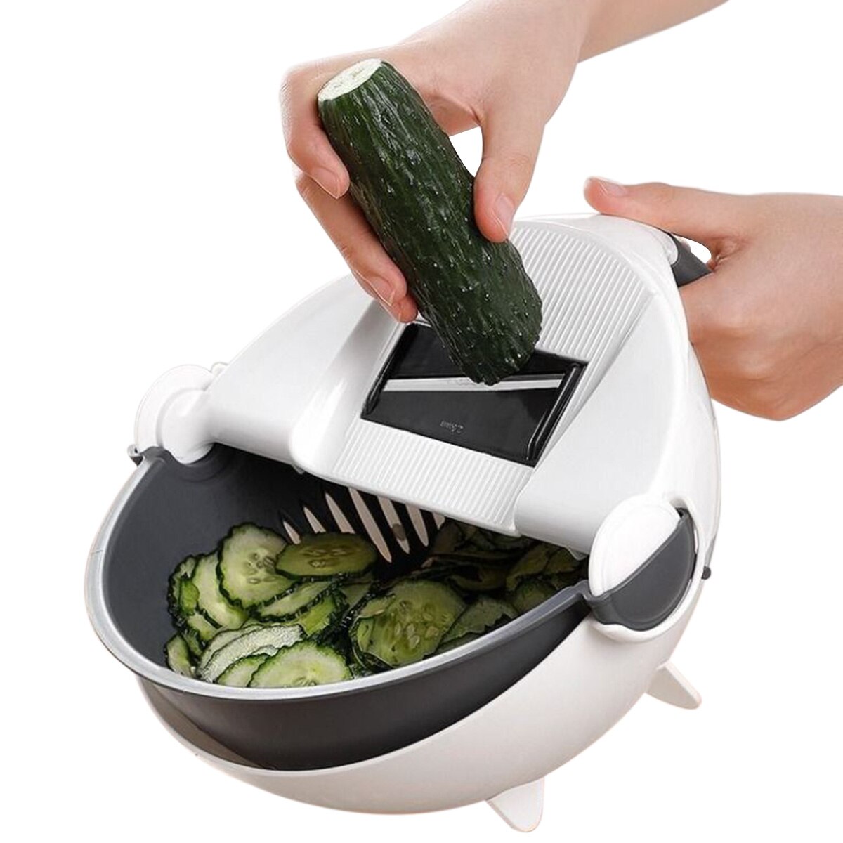 9 In 1 Multifunctionele Roterende Groente Cutter Met Afvoer Mand Groenten Chopper Veggie Shredder Rasp Draagbare Slicer