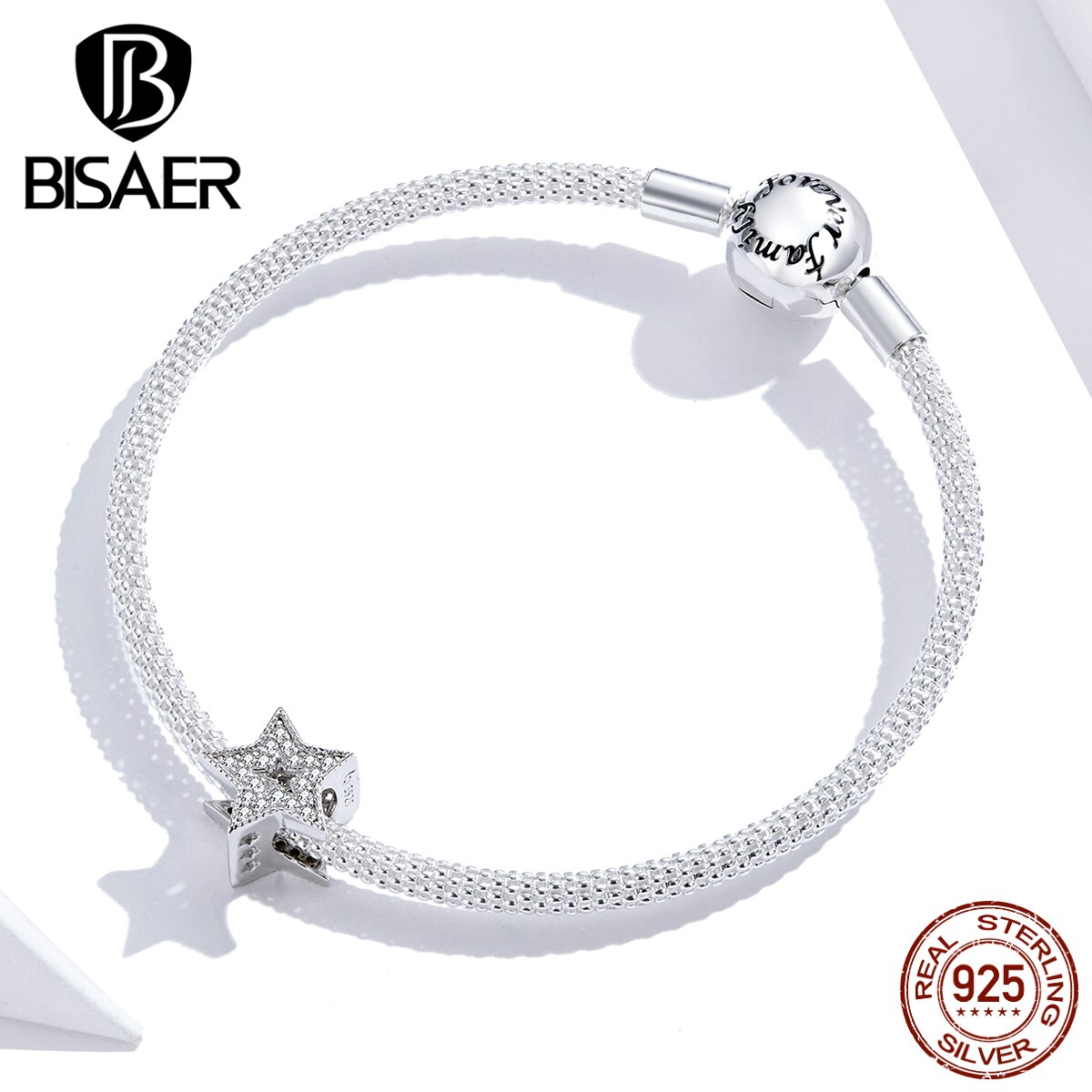 Estrela encantos bisaer 925 prata esterlina zircônia cúbica pave celestial estrela grânulos charme original prata 925 jóias efc210