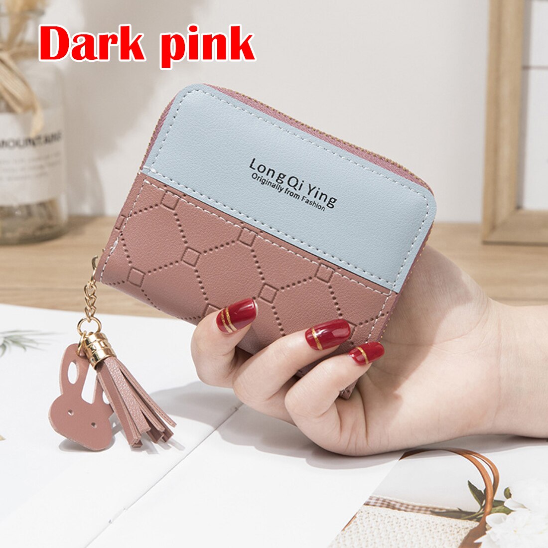 Small Female Coin Purse Short Purses Lady Letter Snap Zipper Card Holder Clutch Wallets Solid Vintage Matte Women Wallet: Style B-4