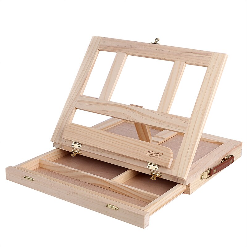 Caballete de madera para pintura de artista, caballete de escritorio portátil en miniatura, plegable caballete, caja de pintura al óleo, accesorios de arte