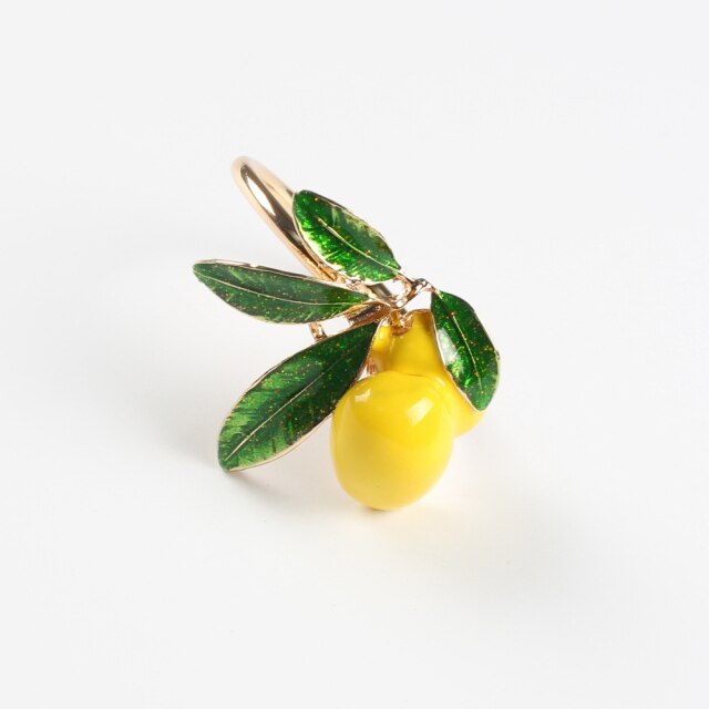 Lemon Grape Pumpkin Green Leaf Fruit Napkin Buckle Napkin Ring Wedding Napkin Buckle Dinner Party Wedding Hotel Home Decor: Lemon gold