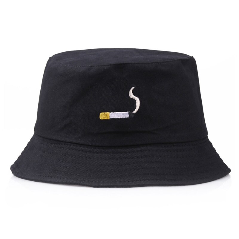 Vår sommar slipsfärg hink hattar fiskekepsar dam dam streetwear tryckta solhattar manliga hiphop kepsar: Cigarett-svart