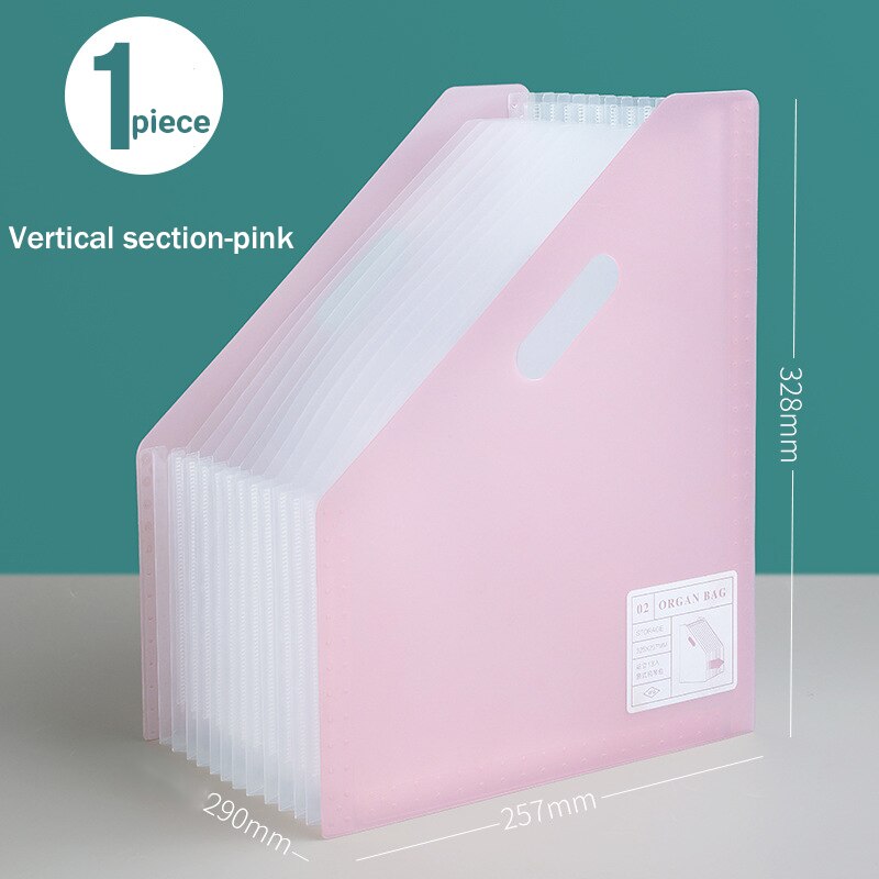 Orgel Map Opbergdoos 13-Layer Verticale Map Transparante Insert Orgel Zak Multi-layer Map Kantoor Opslag Briefpapier: pink