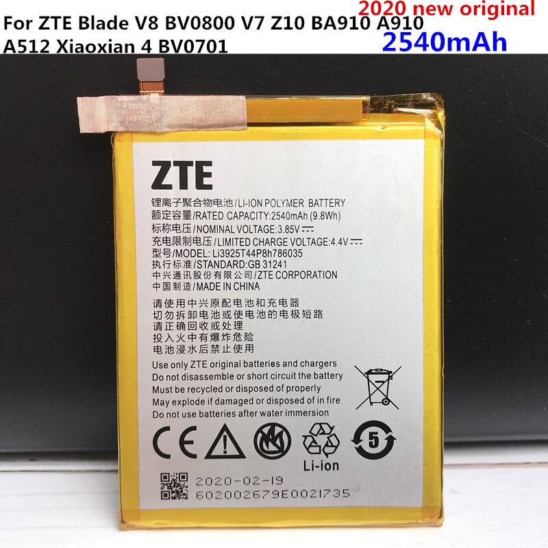 2540Mah Li3925T44P8h786035 Batterij Voor Zte Blade V7 Z10 BA910 A910 A512 Xiaoxian 4 BV0701 Batterijen