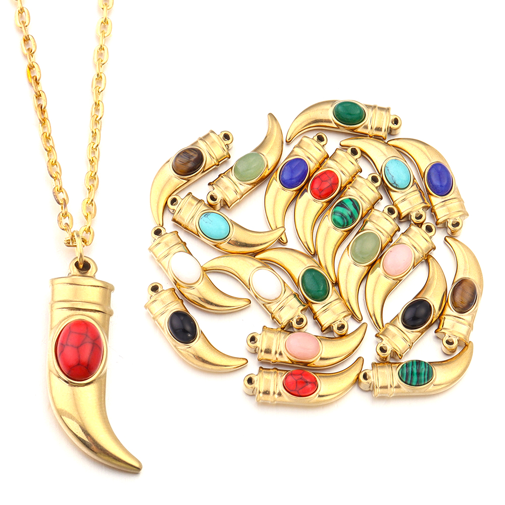 2 stk/parti rustfritt stål naturstein pepper øredobber anheng til diy halskjede smykker laging forsyninger blanding