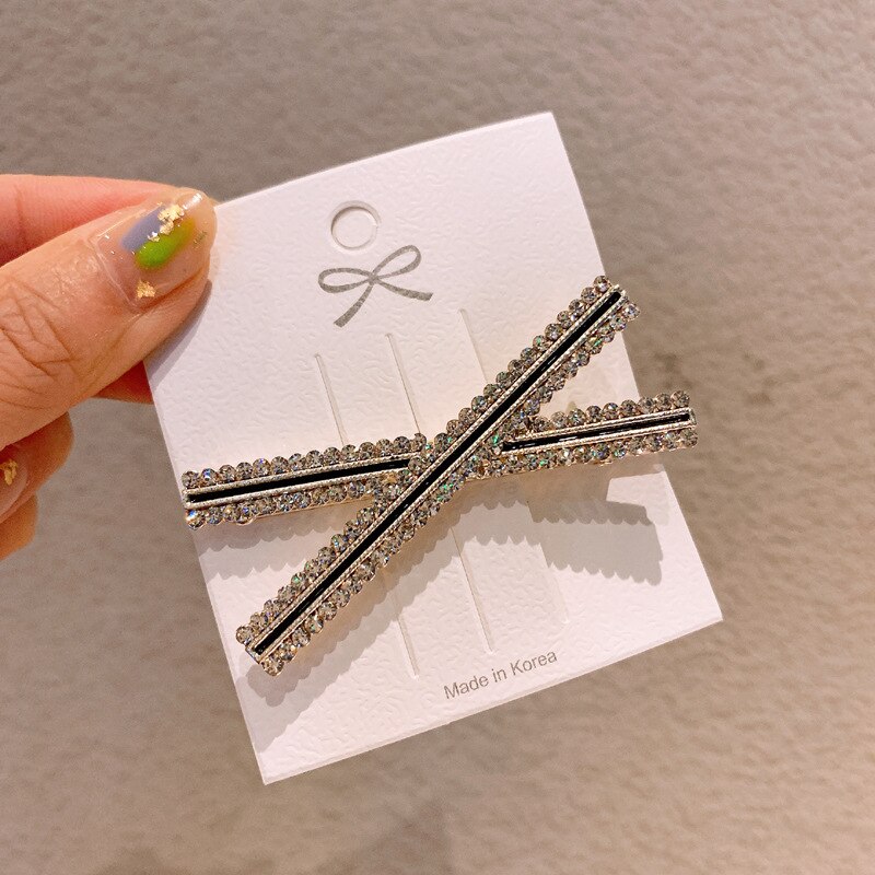 Horquillas para el cabello con diamantes de imitación para niña, horquillas para el cabello con flores y perlas de imitación, horquilla para el cabello con moño: X crystal