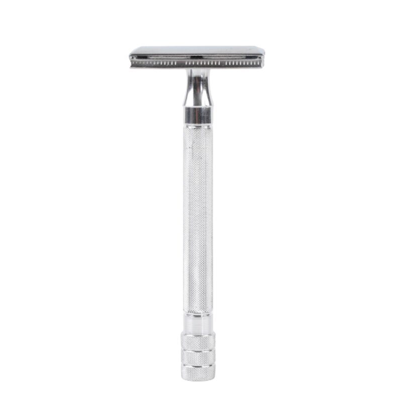 Men Safety Classic Dual Edge Razor Manual Shaver Long Handle Box Safety Razors Beard Care Bathroom Products: Silver