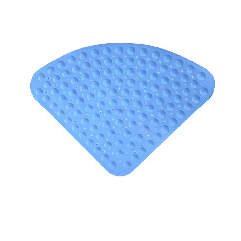 Corner Bath Shower Mat Non Slip Pad Quadrant Sector Rubber Anti-Bacterial Mat: Transparent blue
