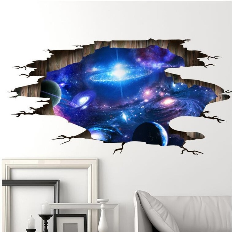 Pegatina 3D de galaxia pegatina de cielo estrellado para pared suelo pasillo dormitorio fondo calcomanías de pintura decorativa papel tapiz pegatina de PVC