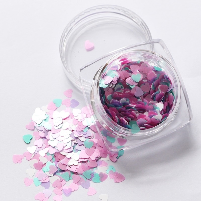 Shiny Glitter Love Heart 1Box Red Nail Glitter Flakes Love Heart Shape Slider Shining Sequin Love Heart Shape Loose Sequin TSLM1: 01