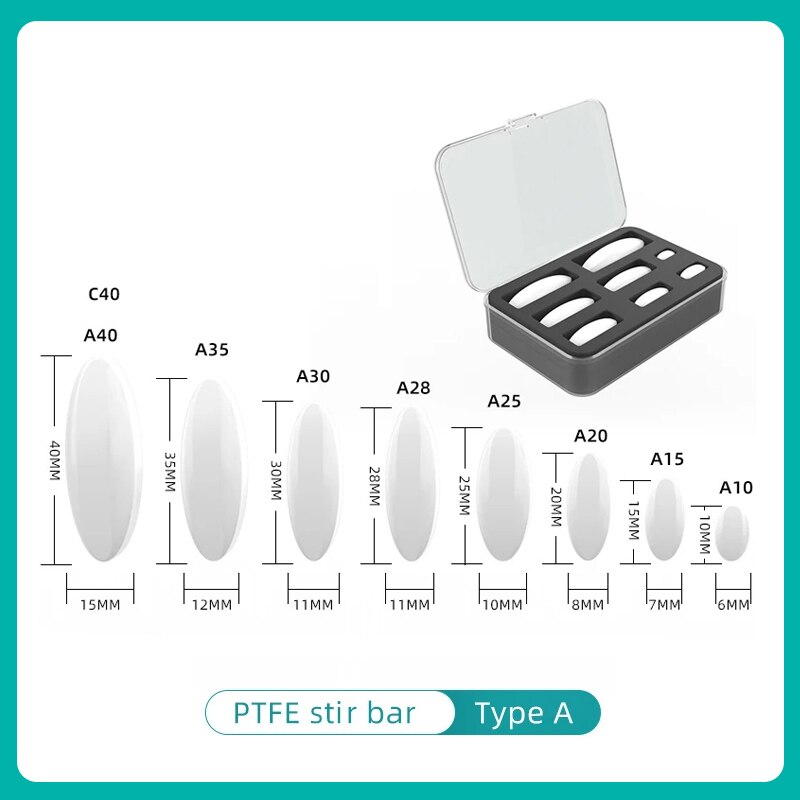 JOANLAB Magnetic Stirrer Bar Size 15mm 20mm 25mm 28mm 30mm 35mm 40mm PTFE Magnetic Stirrer Mixer Stir Bars 10 pcs Lab Supplies: Olive type 8 pcs