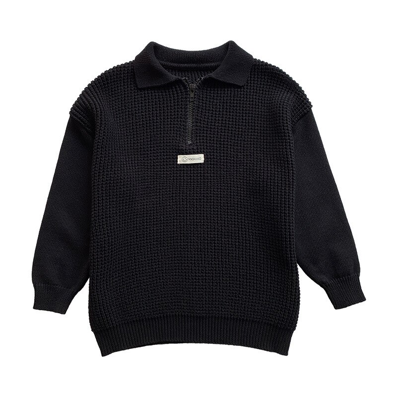 Primavera meninos de malha turn-down colarinho pullovers estilo coreano malhas crianças suéteres