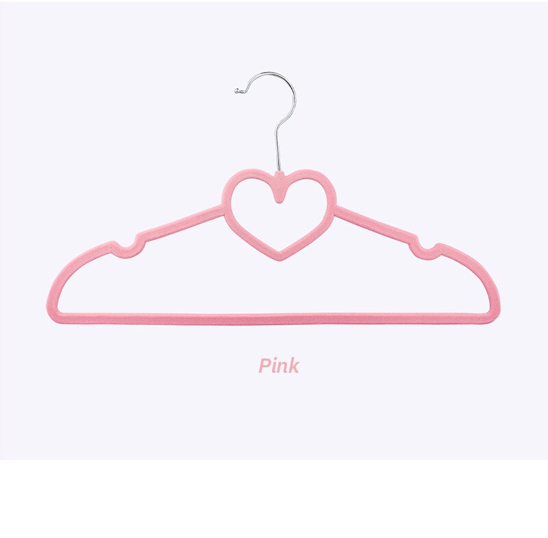 42CM 10/20PCS Cute Hangers Velvet Hangers Heart Clothing Rack Clothes Drying Rack Coat Hanger Hangers for Clothes: Pink / 42CM 10PCS
