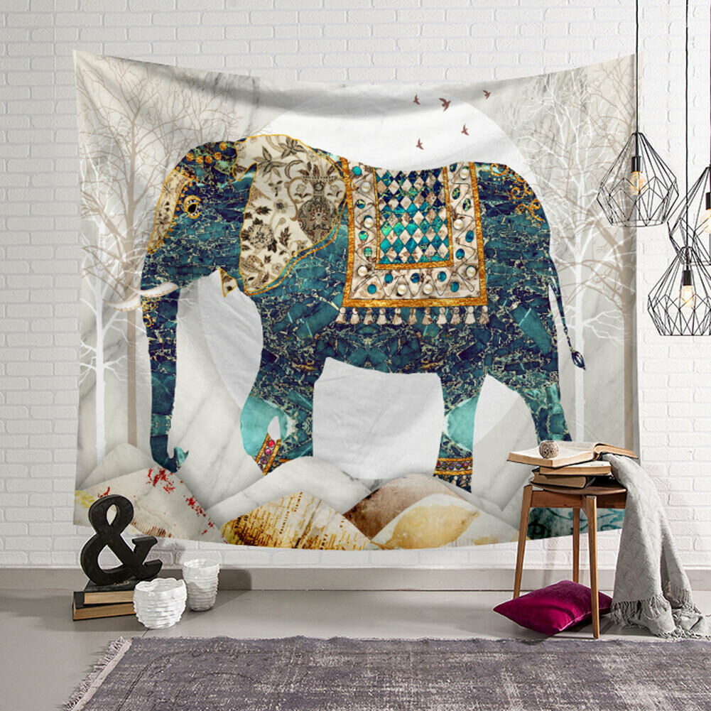 Bohemian Elephant Tapestry Indian Wall Hanging Print Bedspread Throw Home Decor: A