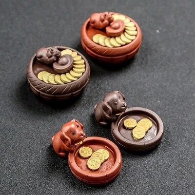 Sable violet chanceux thé ornements pour animaux de compagnie peut élever Boutique lingots Cornucopia zodiaque chien Wang Cai thé accessoires