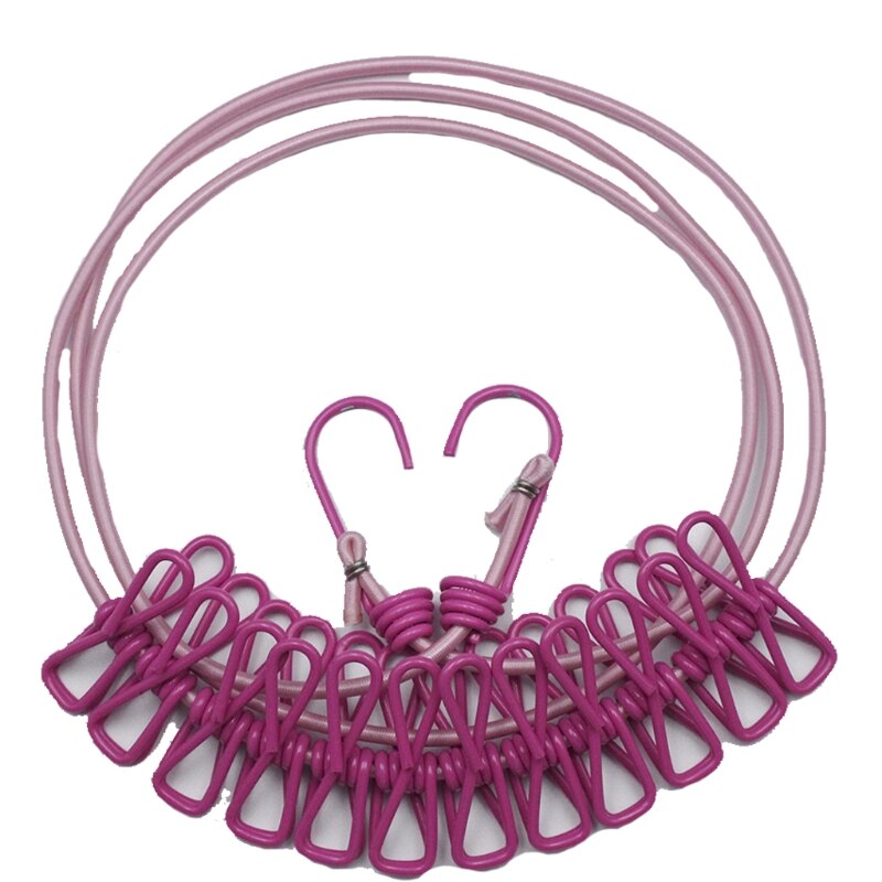 Portable Camping Clothesline Sock Line Hanging Laundry Drying Rope With 12 Clips Used on RV Boat Balcony Attached on Tree: RP