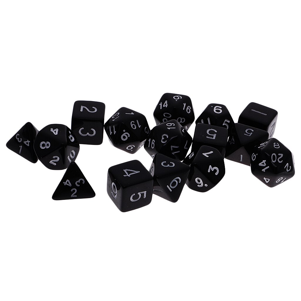 Acrylic Multi Sided Dice Games D&D RPG Game Board Game Party w/ Bag Black