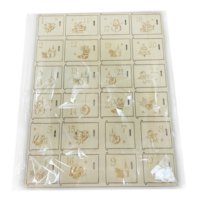 Christmas Vintage Wooden Countdown Number Calendar Storage Box Christmas Presents Countdown Novelty DIY Presents Tags