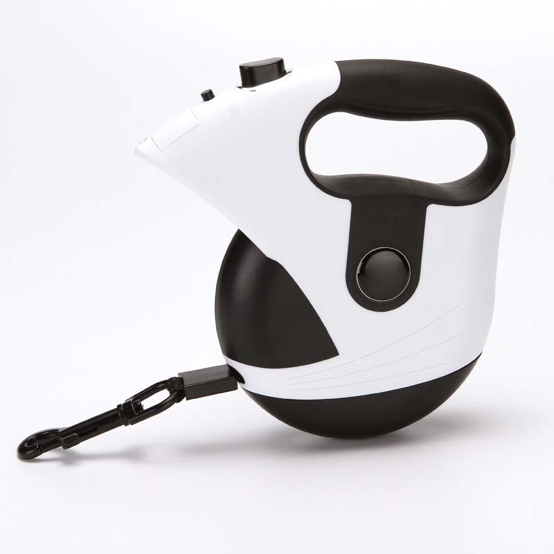 Retractable Dog Leash 16 Feet Heavy Duty Retractable Walking One-Handed Brake, Pause, Lock, Build-in LED Flashlight PL052: White