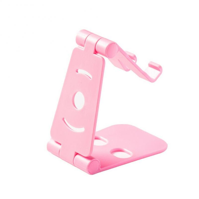 Universal Adjustable Mobile Phone Holder for iPhone Huawei Xiaomi Plastic Phone Stand Desk Tablet Folding Stand Desktop: pink