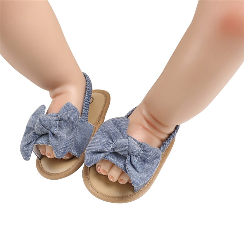 Trendy babymeisjes sandalen met strikknoop zomer zachte zool platte prinsessenjurk schoenen baby antislip eerste stappers schoenen