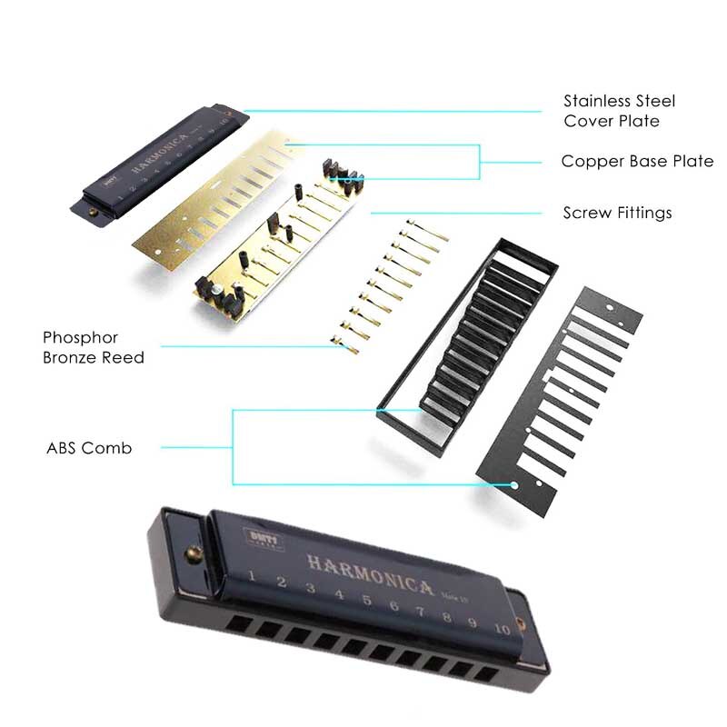 Harmonica Professionele Harmonica Standaard Diatonische 10 Gaten Sleutel Van C Blues Harmonica Muziekinstrument Diatonische Harp Met Case