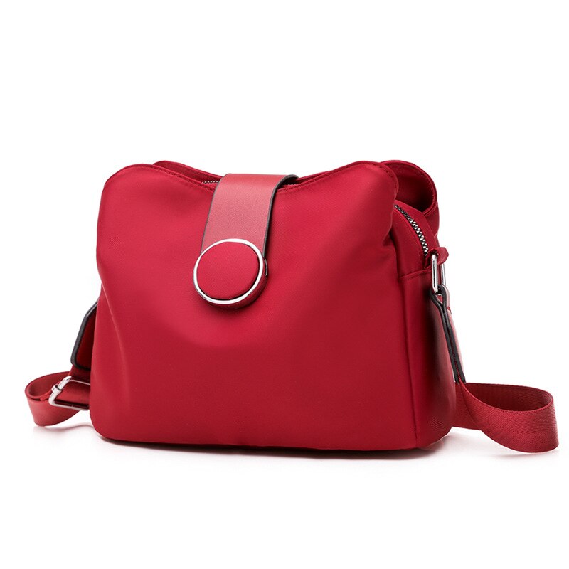 Yogodlns Simple Nylon Shoulder Bag Women Leisure Waterproof Messenger Bag Shopping Lady Handbag Travel Light Small Bag Purse sac: red