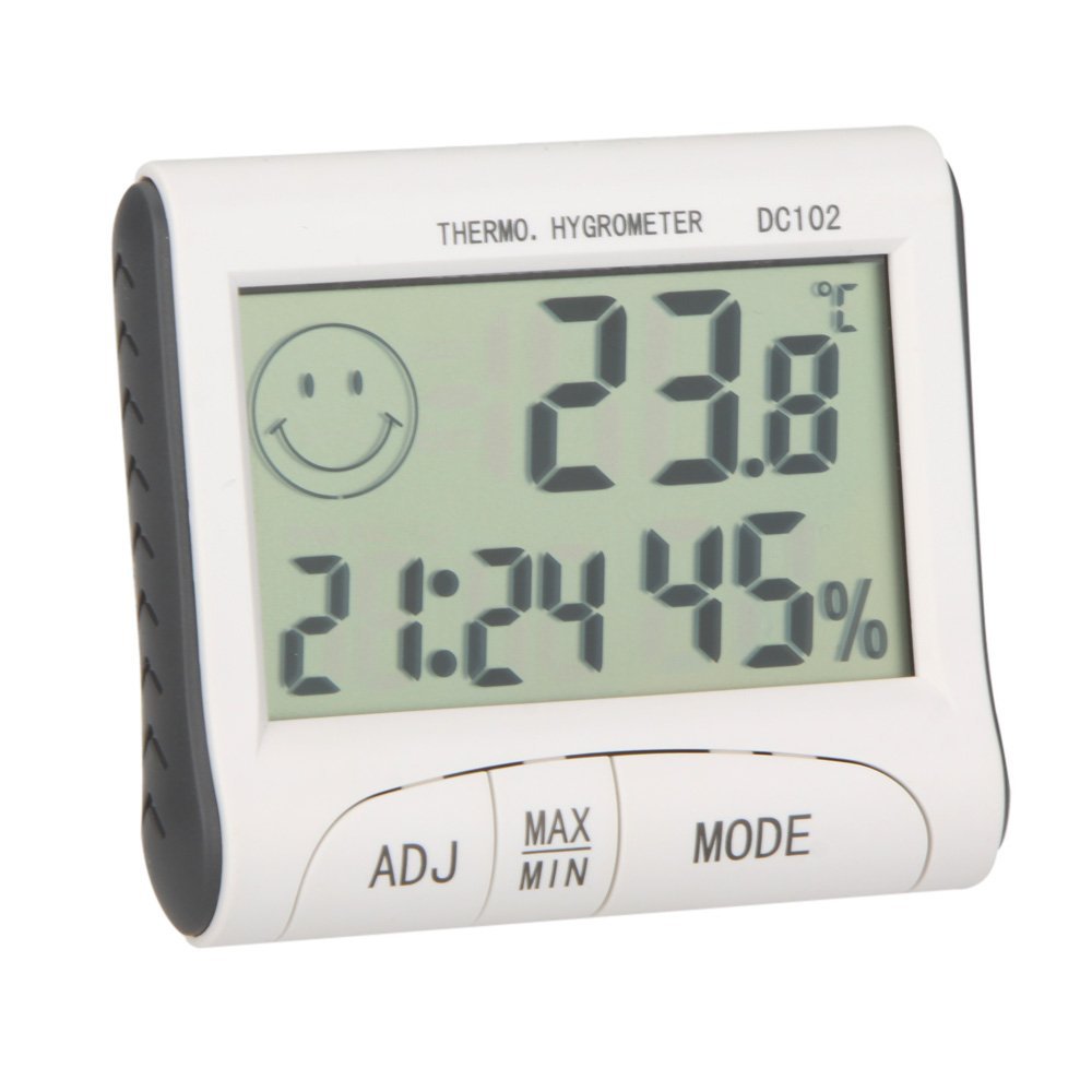 LHLL-LCD Digital thermometre hygrometre temperature humidite compteur horloge / magnetique Blanc