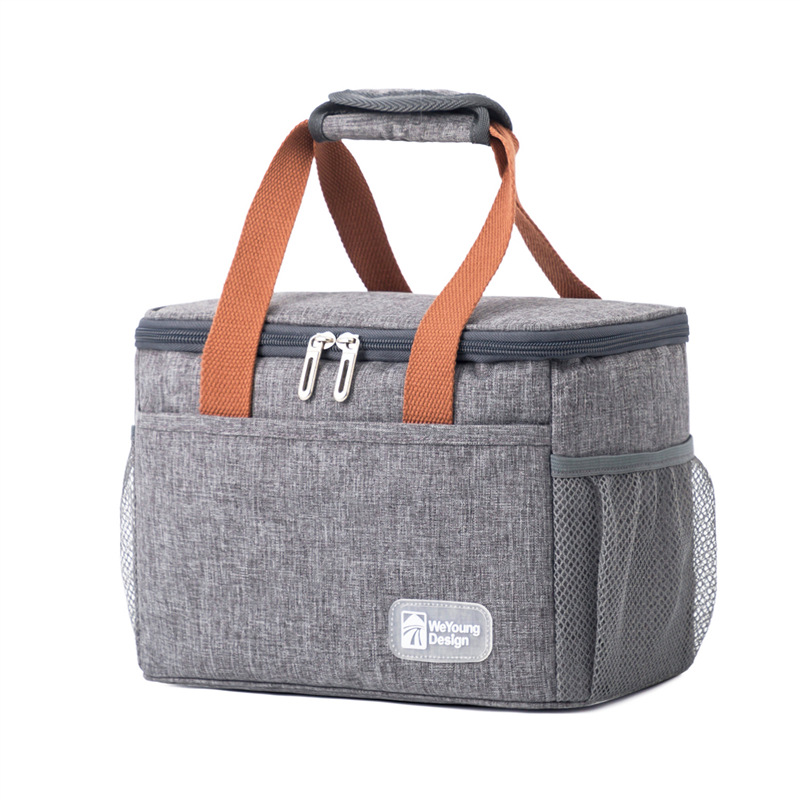 Bolsa de almuerzo para mujer, lonchera aislada, bolsa grande para el almuerzo, soporte para bebidas, organizador de aperitivos térmicos duradero para Picnic, senderismo y playa: Beige