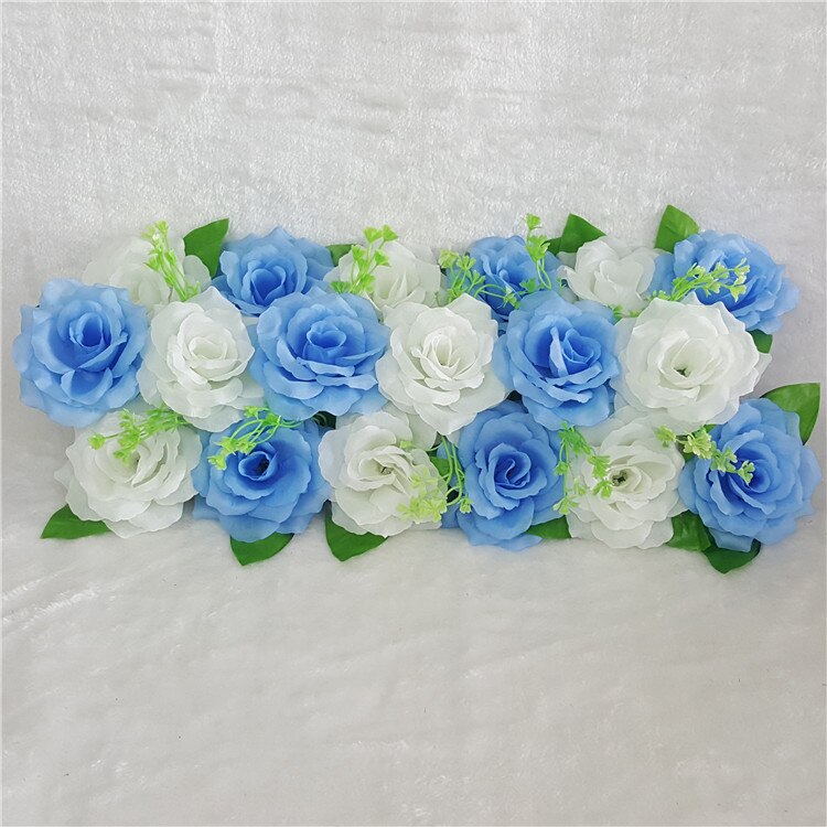 Artificial Rose Row Wedding Flower Row Arch Flower Four Corners Chamber Floral Arrangements Wedding Road Lead Pergola Happiness: Light Blue   Milky White