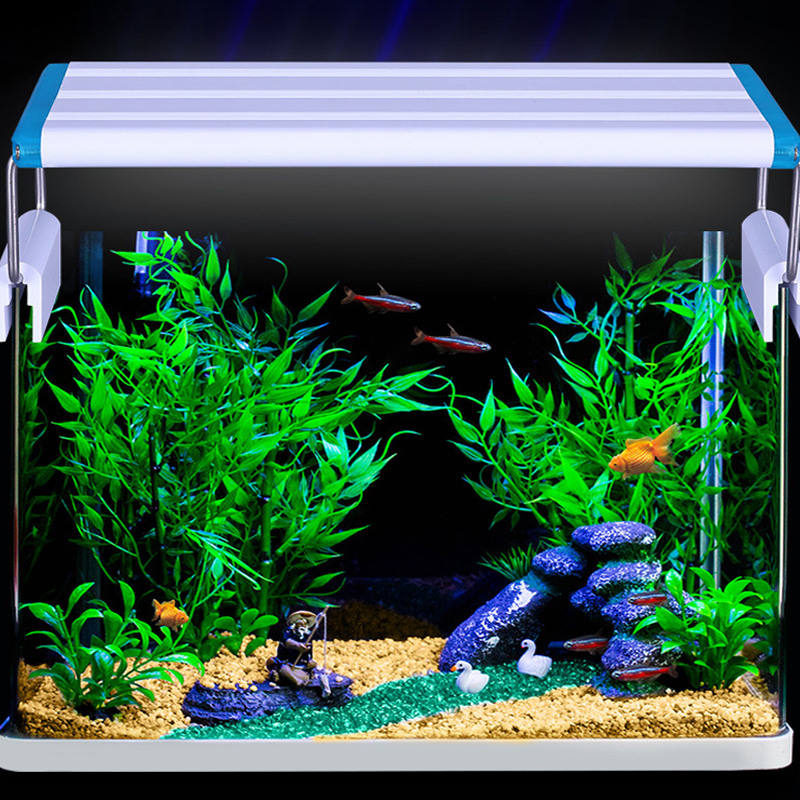 Acquario ah CONDOTTO LA Luce super Sottile Acquario Pianta Acquatica Coltiva La Illuminazione Impermeabile Luminoso Lampada A clip portato Blu 18-75 cm per Piante 220 V