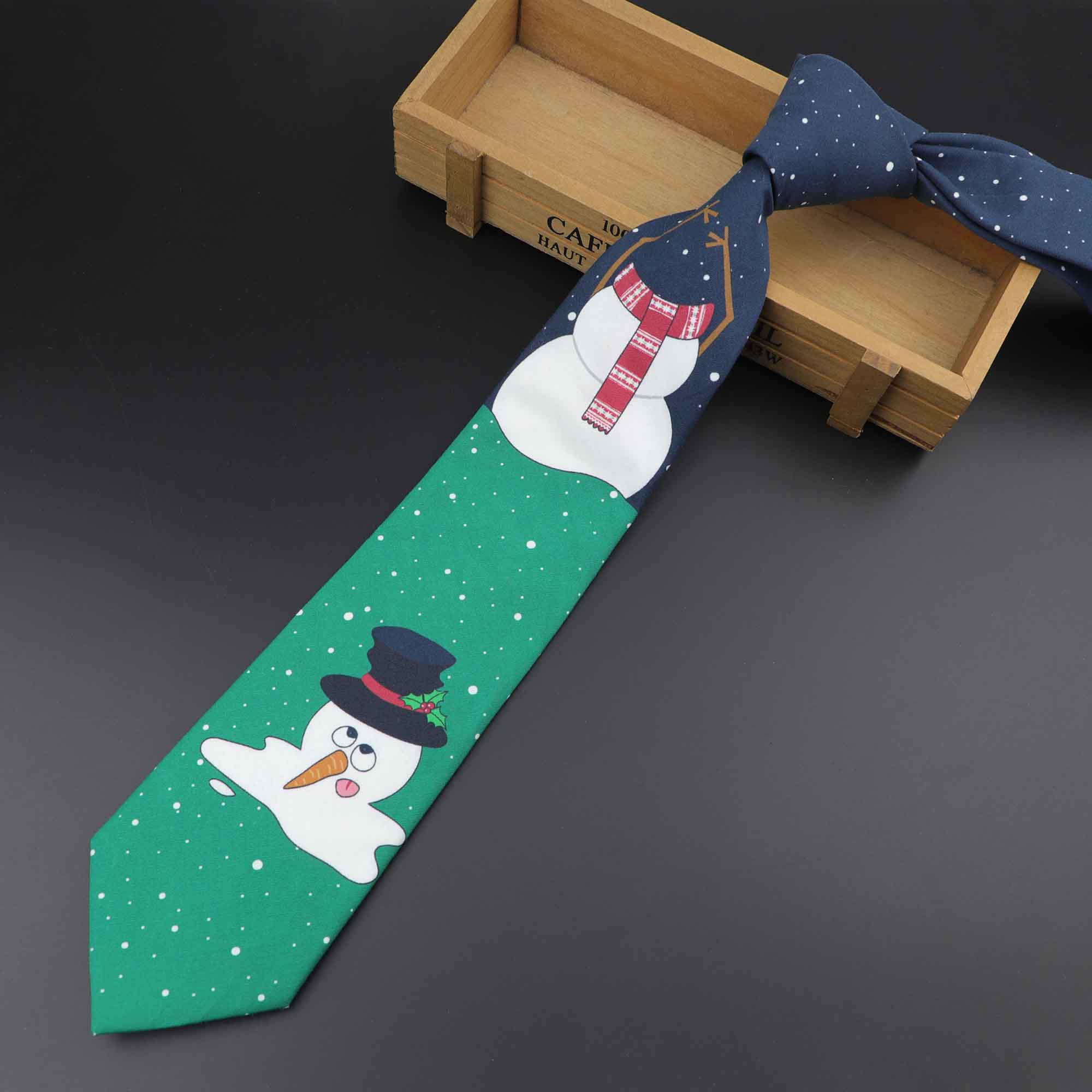 Heiße Neue Weihnachten Krawatte Herrenmode lässig Schneeflocke Drucken Baumwolle Krawatten Schneemann Professionelle aufbringen Krawatte 8cm Breite: 12