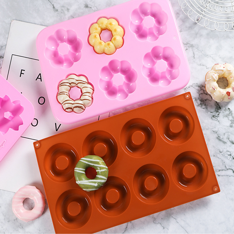 Máquina para hacer rosquillas de silicona 3D DIY para hornear pastelería galletas moldes redondos de Chocolate molde para pastel de magdalenas postre herramientas de cocina hechas a mano