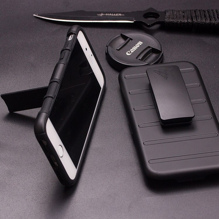 Voor iPhone 6 6 s plus 7 7 Plus Coque Armor Cases Shockproof PC Rubber Hybrid Covers Riemclip Holster Stand Robuuste Case Cover