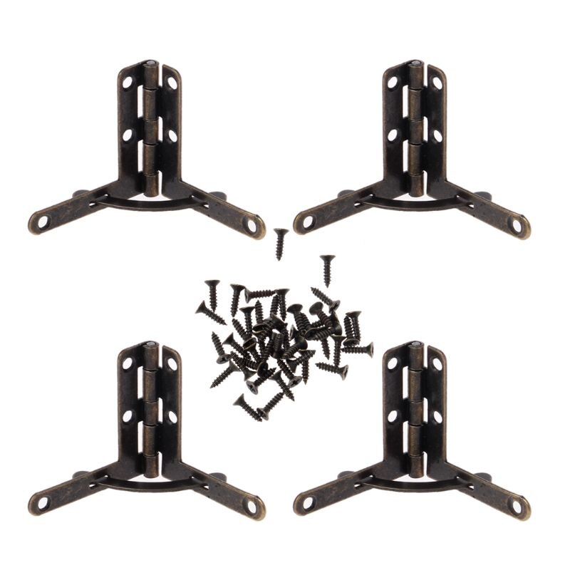 4pcs Angle Support Spring Hinge 90 Degree Hinge for Antique Brass Jewelry Wine Case Watch Box Wood Lid Hardware 30x 31mm