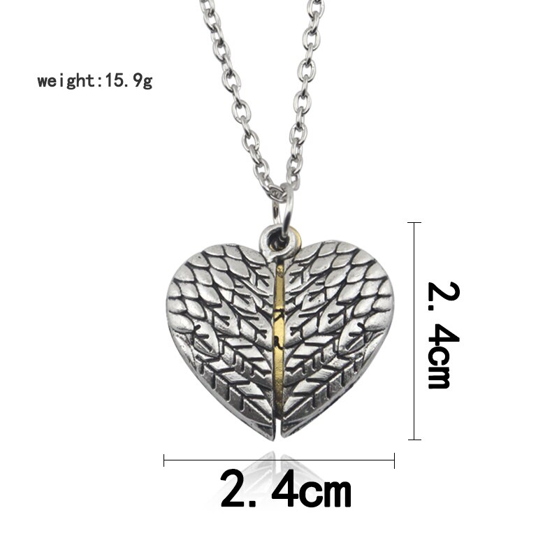 Vintage Stijl Unisex Engelenvleugels Liefde Hart Hanger Ketting Kan Openen Carving Letters Horloge Over Me Kettingen Voor Mannen Vrouwen