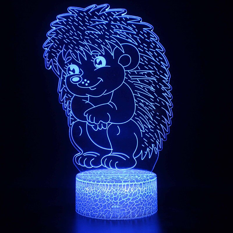 Dier Beeldje 3D illusion Lamp Egel Decoratie Licht Kinderen Slaapkamer Night Lights Egel Model Tafellamp Perfecte