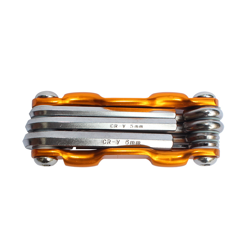 Multi kit de ferramentas reparo portátil ferramenta bicicleta dobrável chave allen falou hex chave conjunto ferramentas manutenção ciclismo acessórios: Ouro