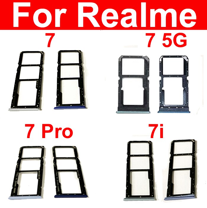 SIM Card Tray For OPPO Realme 7 5G 7 Pro 7i Sim Card Slot Tray Holder Adapter Replacement Parts