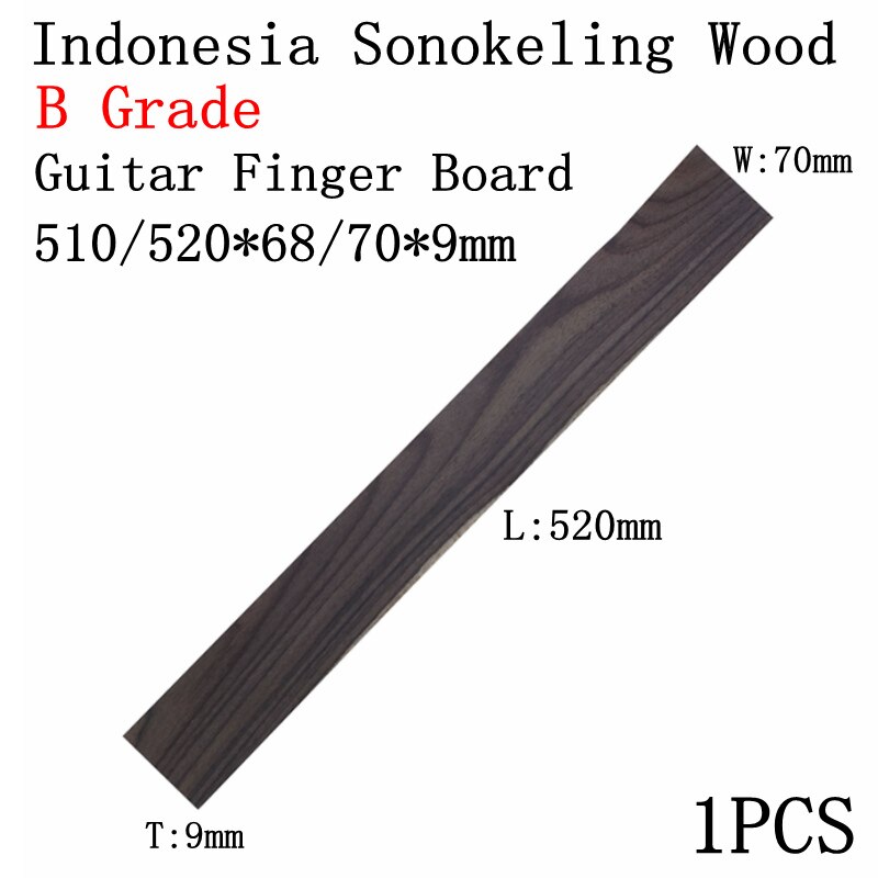 Handmade A Grade Indonesia SONOKELING Wood Guitar Fingerboard Material DIY Rosewood Fingerboard Guitar Accessories 520*70*10mm: B Sonokeling500