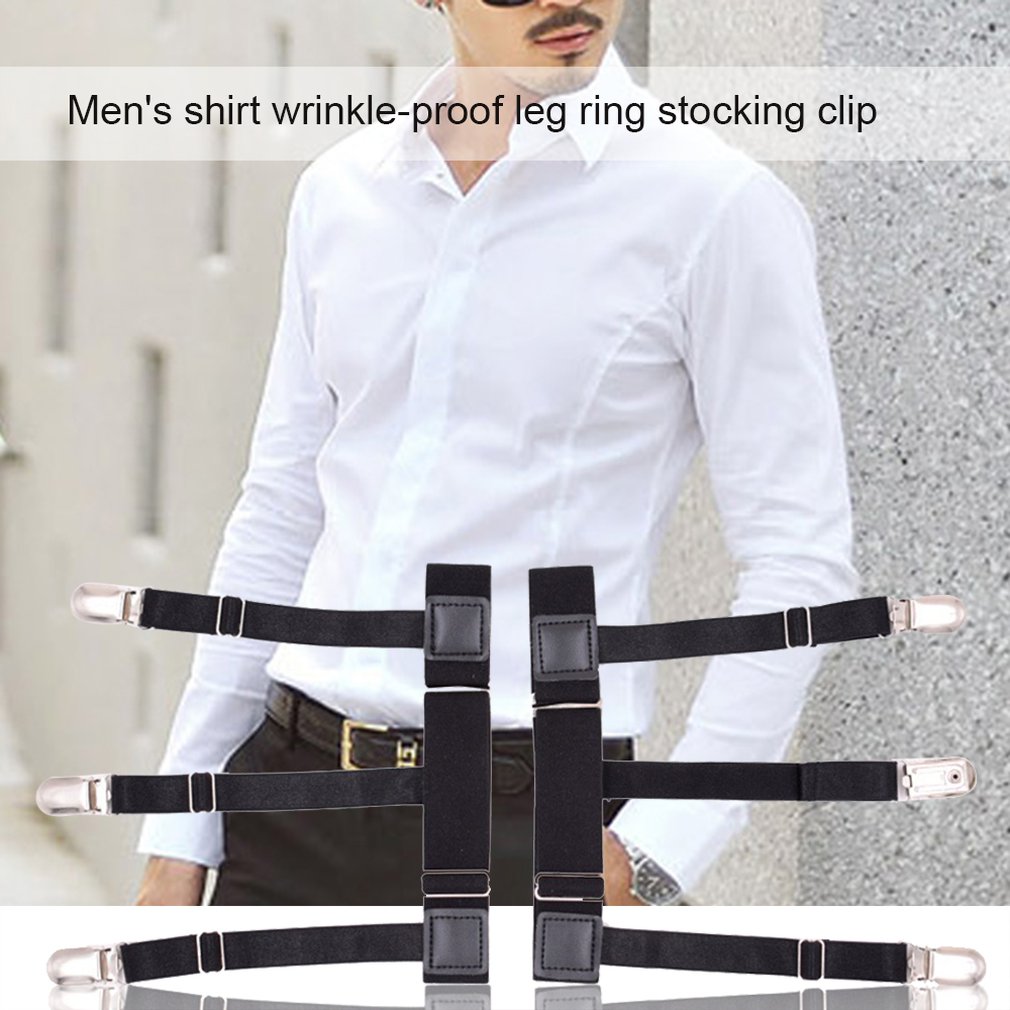 Europese Amerikaanse mannen Shirt Anti-Rimpel Been Ring Kousenband Clip Nylon Hoge Elastische Dikke Jarretellegordel Sc- J