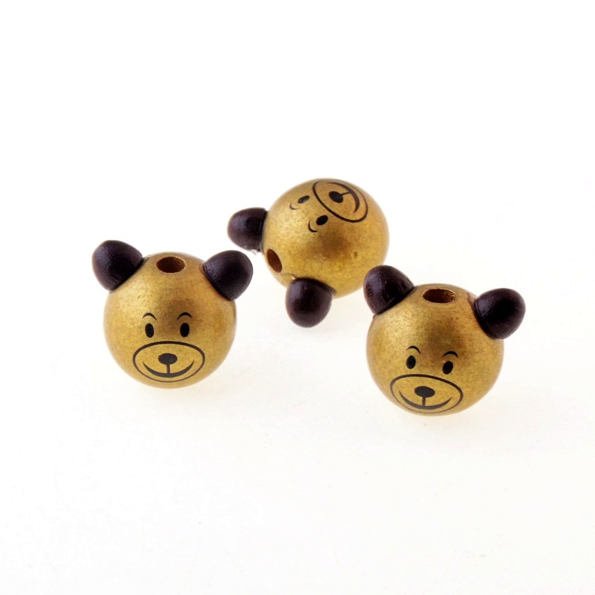 5PCs Color Lovely Animal Cute Bear Wood Beads 27x28mm