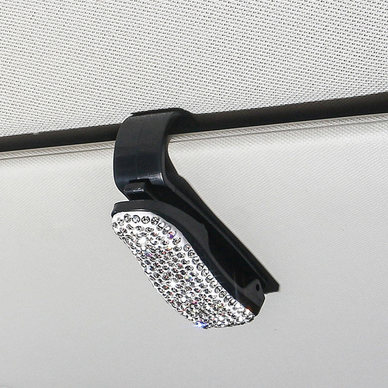 Support de pare-soleil pour lunettes de soleil, support en strass, lunettes de soleil portables, Clip en cristal pour voiture, accessoires de décoration