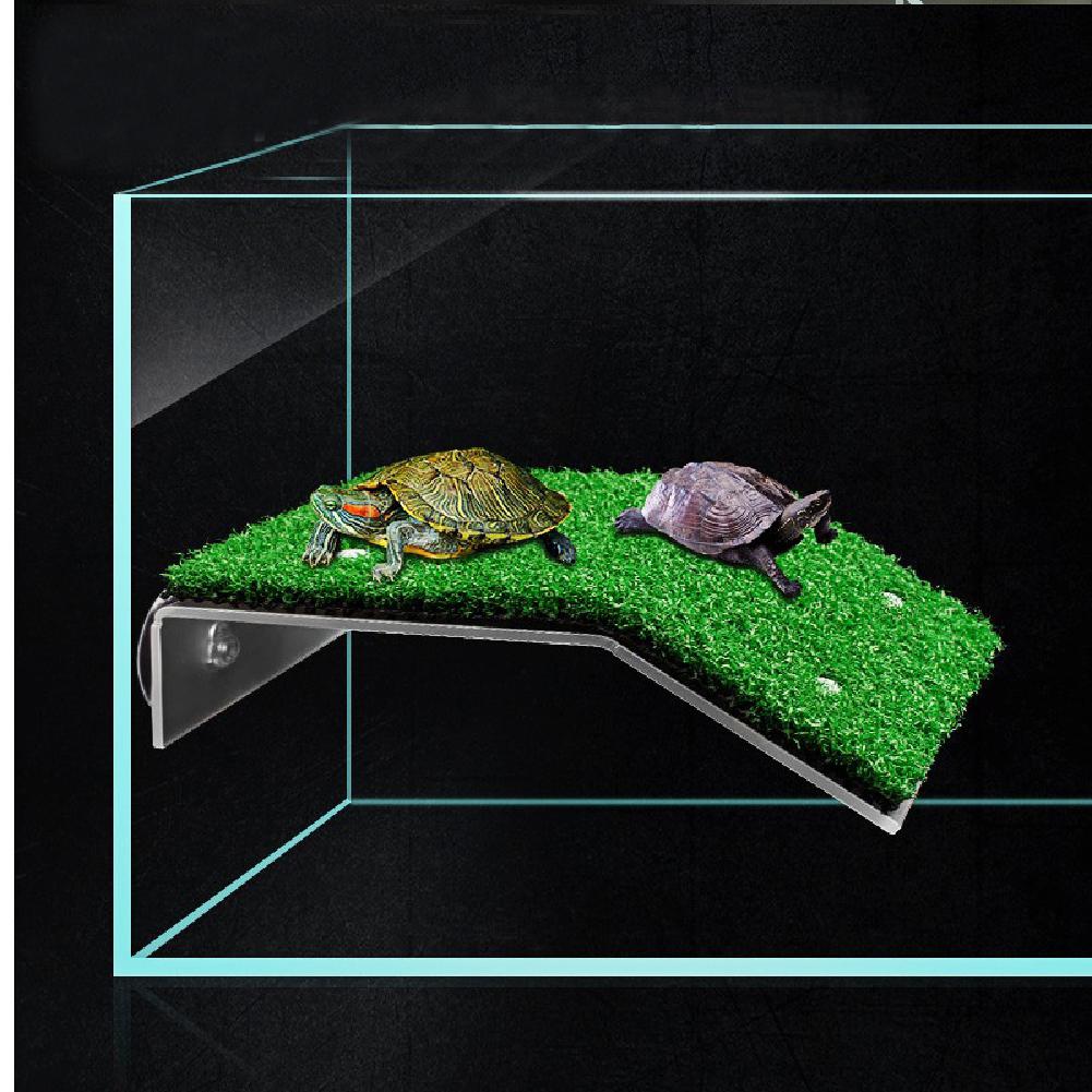 Valset kæledyr simulere græsplæner basking platform legetøj til skildpadde krybdyr akvariedekoration