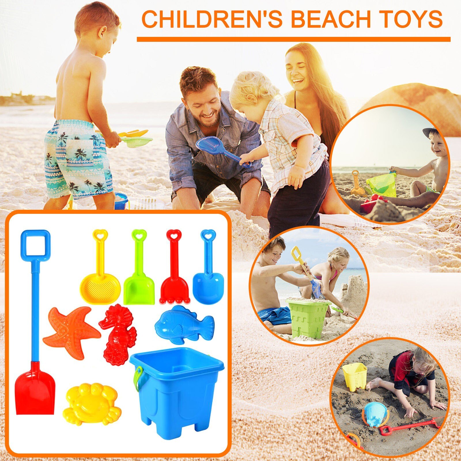 25pcs Beach Tools Set Sand Playing Toys Kids Fun Water Beach Seaside Tools Beach Sand toys Sandglass Shovel Tool Детские