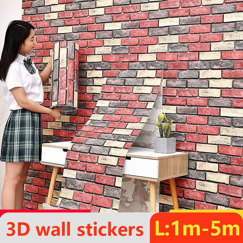 3D Zelfklevend Behang 70Cm * 5M Continue Waterdicht Baksteen Muurstickers Woonkamer Slaapkamer Kinderen kamer Home Decoratie