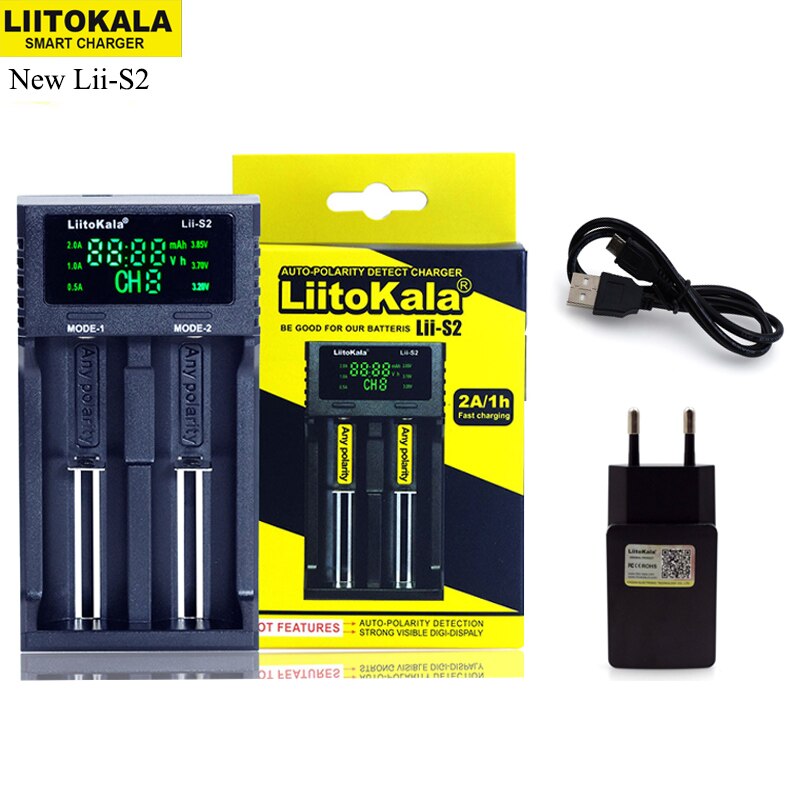 Liitokala Lii-500 Lii-PD4 Lii-S6 Lii-500S 18650 21700 26650 AA AAA for 18350 18500 16340 17500 25500 10440 17350 battery Charger: Lii-S2 Full set / EU