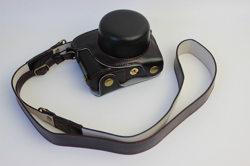 Funda de cuero PU de lujo para cámara Nikon 1 J5, 1J5, lente de 10-30mm, , con correa, batería abierta, nueva: Black